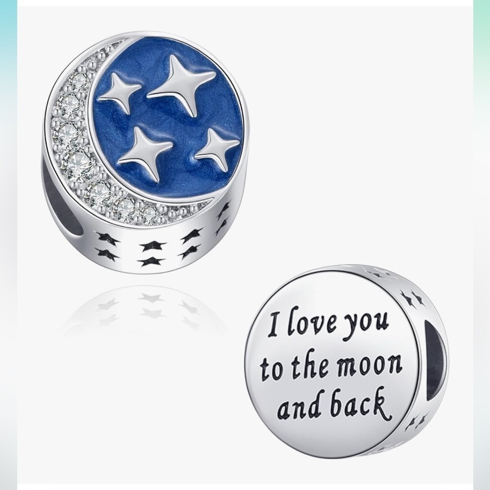 Love you to the moon and back Sterling silver slide charm fits all pandoras cute